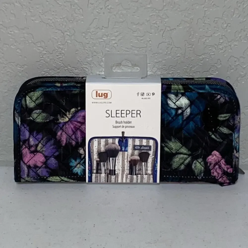 Lug Sleeper Foldable Cosmetic Brush Holder Organizer Bloom Black Floral NEW